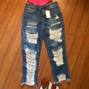 Boyfriend distressed jeans sz 7/8